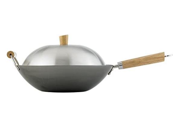 Carbon steel wok: asian kitchen flat bottom wok