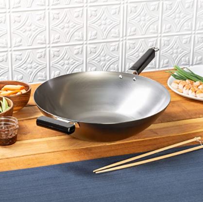 Carbon steel wok: joyce chen flat bottom wok, standard, metal