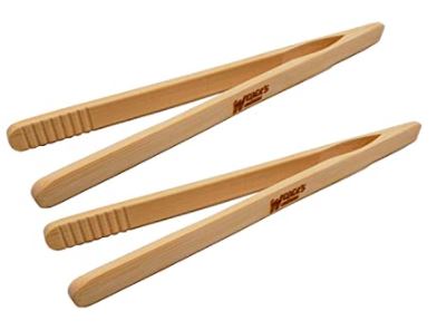 kitchen tongs: Weber's Wonders Set Of 2 Reusable Bamboo Toast Tongs